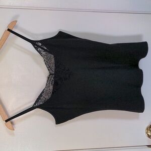 Black lace v neck tank top